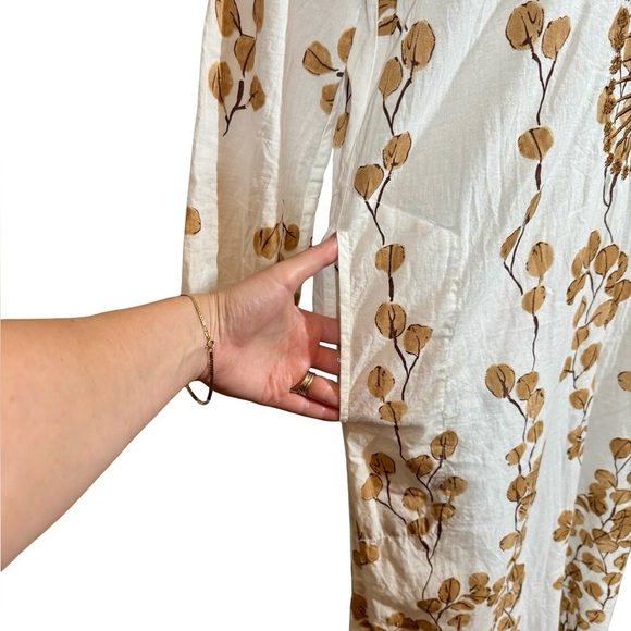 Tuckernuck x Ro’s Garden Clorinda Embroidered Long Caftan Kaftan in Leaf Sand - Picture 9 of 16